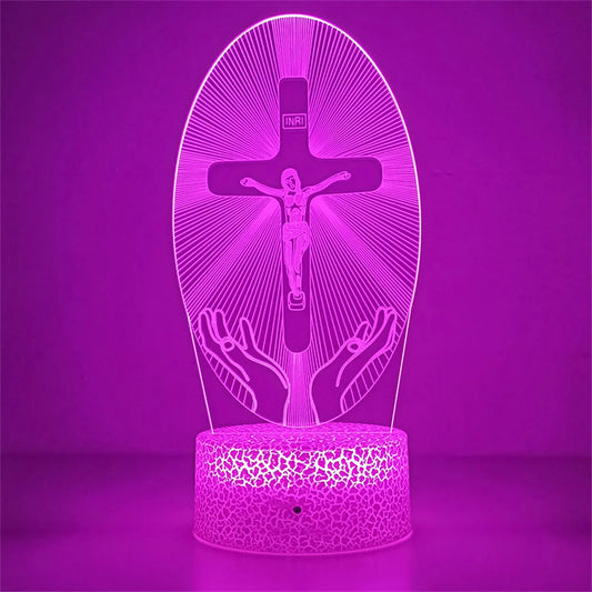 3D Cross LED Night Light – Optical Illusion Desk Lamp for Unique Home Decor and Gifts