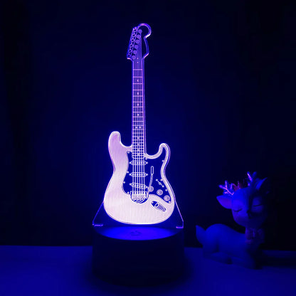 3D Electric Guitar Night Light – Kids' Bedroom Lamp with USB & Battery Options | Perfect Christmas & Birthday Gift
