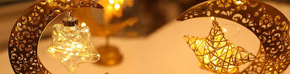 Eid Mubarak Star Moon Light Bedroom LED Table Lamp Oh oh Perfect for Celebrating Eid, Ramadan, and Special Occasions
