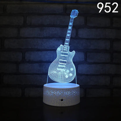 Nighdn 3D Guitar/Music Illusion Night Light – Perfect Gift for Music Lovers | Cool Décor for Home, Office & Bedroom