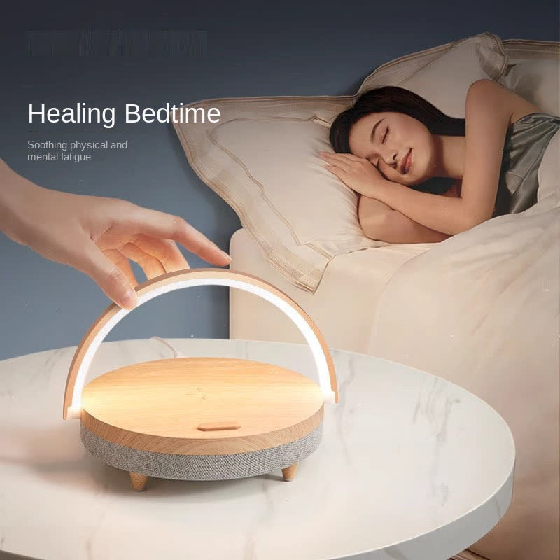 Minimalist Wireless Charging Bluetooth Speaker Desk Lamp, arch lit, bedside